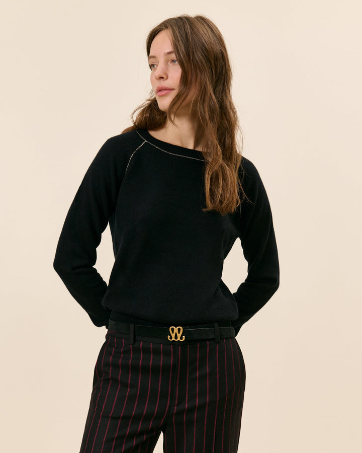 Pull Orsay Col Rond Lurex - Noir