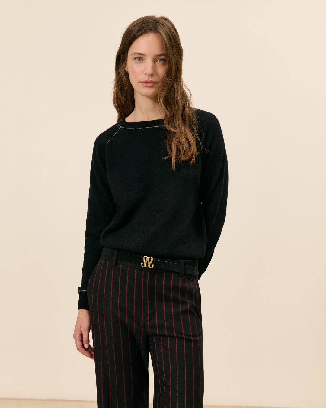 Pull Orsay Col Rond Lurex - Noir