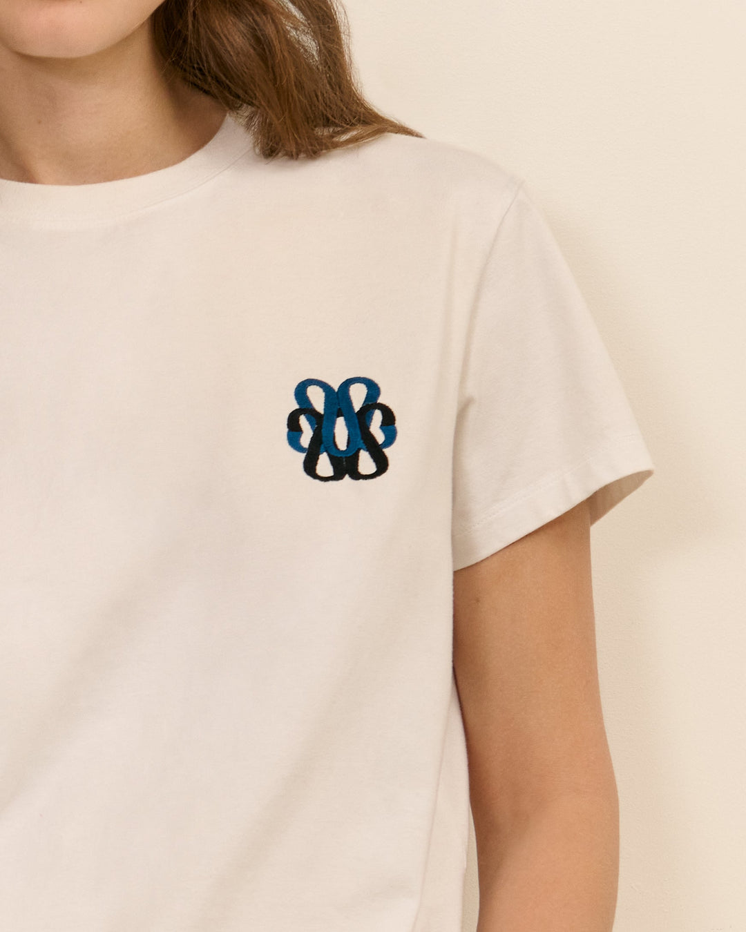 T-shirt Monogramme - Blanc / Bleu Sarah