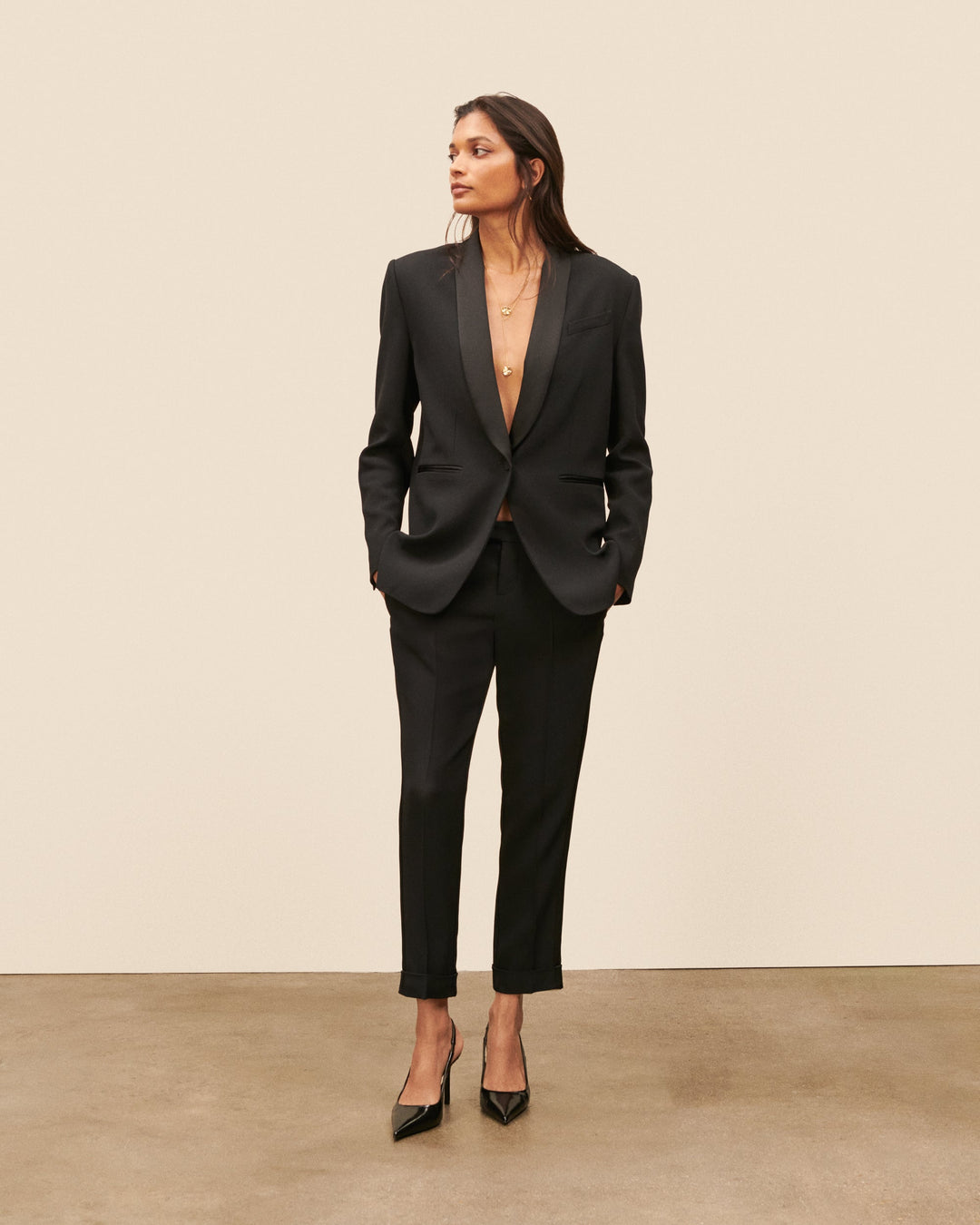 Pantalon de smoking Claude court - Noir