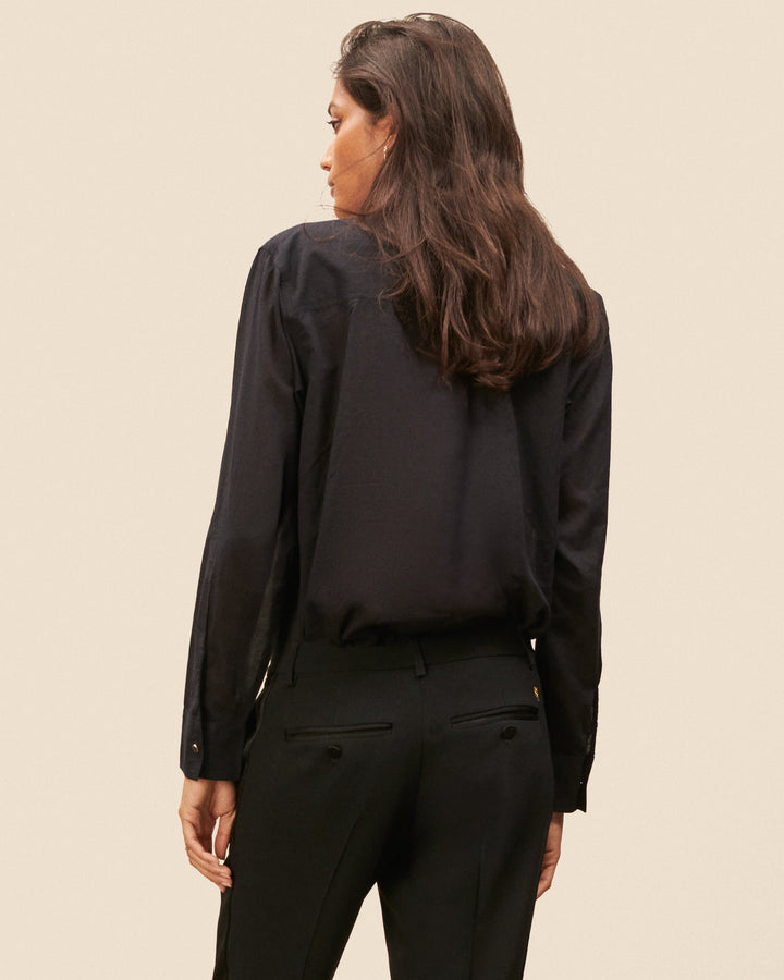 Blouse à Plastron Ellea - Noir