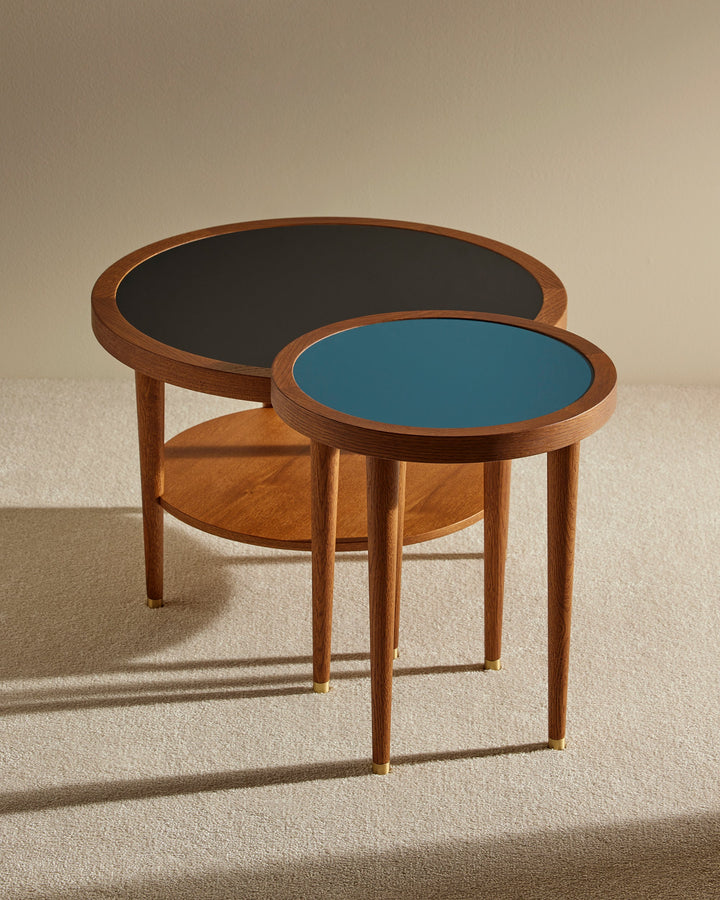 Table basse ronde Puzzle - Bleu Sarah