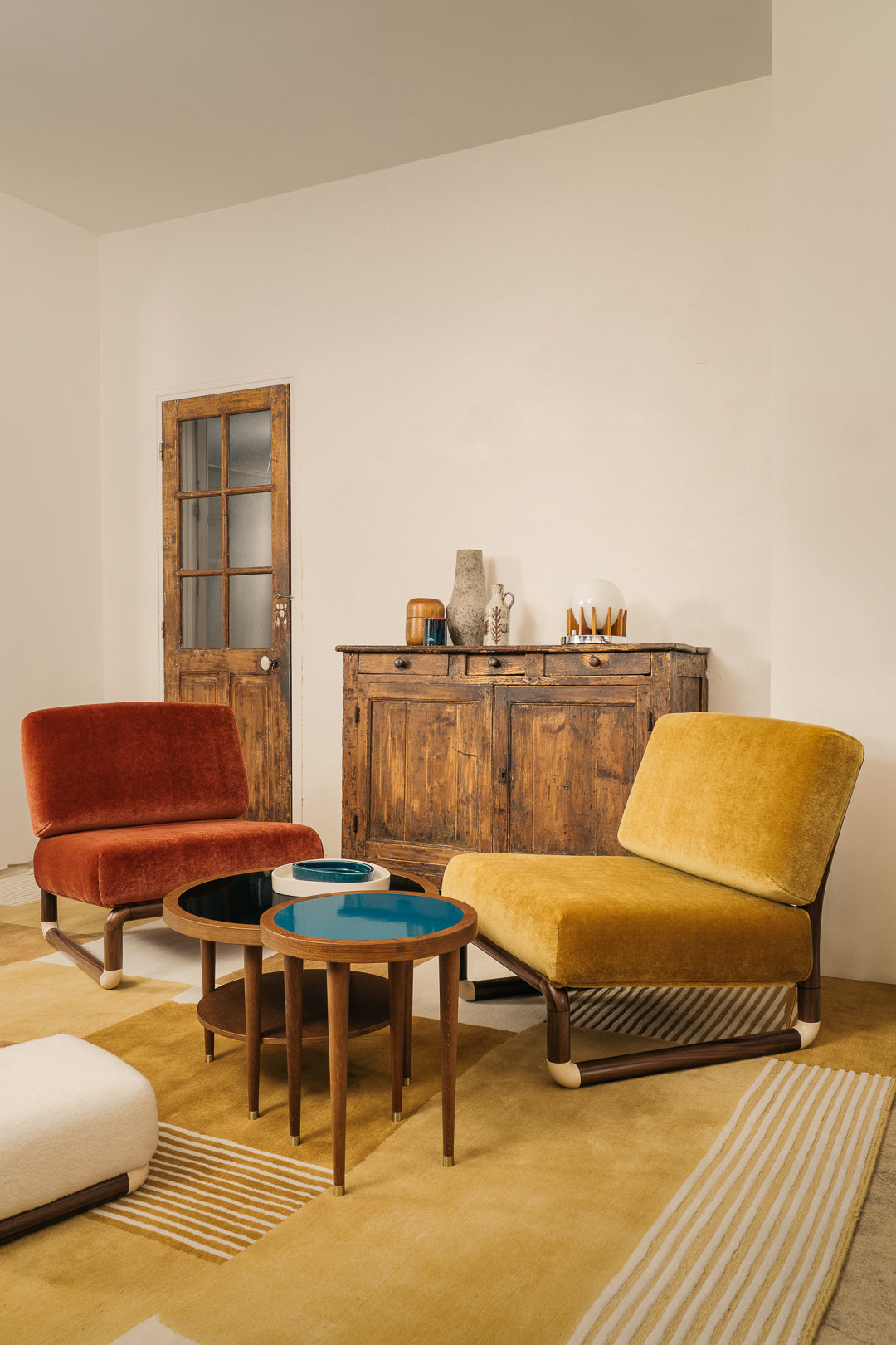 Table basse ronde Puzzle - Bleu Sarah